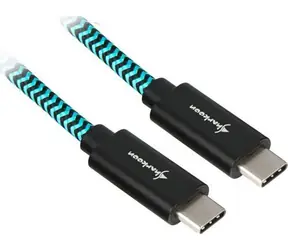 Kabel USB-A do USB-C Sharkoon czarny/jasnoniebieski / kabel USB / USB 3.2 Gen 2 / pleciony, aluminiowy / 1 m
