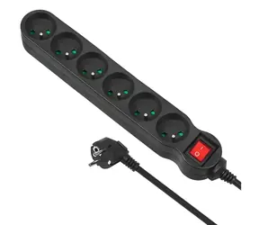 Maclean Energy MCE187 czarny / Przedłużacz / 230V / 6 gniazd / 3 m / bez wyłącznika