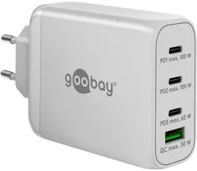 Goobay 65556 biały / ładowarka GaN / 100 W / 3x USB-C PD + 1x USB-A QC