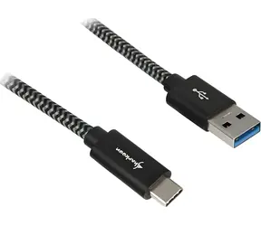 Sharkoon USB-A (M) - USB-C (M) 1 m czarny/szary / Kabel / USB 3.2 Gen 2 / 10 Gb/s / Pleciona aluminiowa osłona