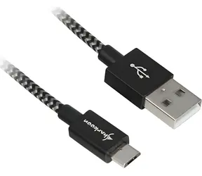 Kabel USB-A do USB-B Sharkoon czarny/szary / Kabel USB / USB 2.0 / Pleciony, aluminiowy / 2 m