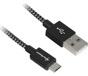 Sharkoon USB-A - Micro USB B czarny/szary / Kabel USB / 2.0 / Pleciony / Złącza aluminiowe / 1 m
