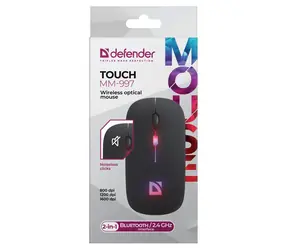 Defender Touch MM-997 czarna / Bezprzewodowa mysz optyczna / Bluetooth / 2,4 GHz / 1600 DPI / 4 przyciski