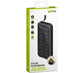 Goobay 53934 czarny / Power bank / 20 000 mAh / panel słoneczny / USB-C PD / QC 3.0