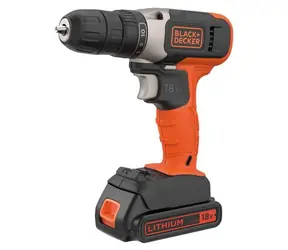 Black&Decker BCD001C1 pomarańczowy / Wiertarko-wkrętarka akumulatorowa / 18 V / 1,5 Ah Li- ION / 37 Nm / 600 obr./min