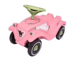 Big samochód Bobby Car Classic Flower różowy/jasnozielony / rowerek biegowy dla dzieci / ładowność 50 kg / od 1 roku życia