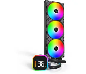 Montech HyperFlow Digital 360 czarny / Zestaw chłodzenia wodnego / 3x 120 mm / ARGB / Wyświetlacz LED / AMD + Intel