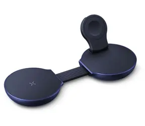 Energea AluMag Trio 2 indigo blue / Ładowarka bezprzewodowa / 3w1 / Qi2 / składana / 25 W