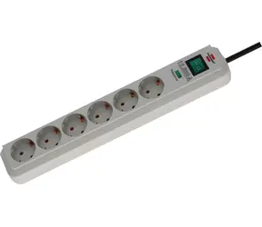 Brennenstuhl Eco-Line jasnoszary / Listwa przeciwprzepięciowa / 6 gniazd / 1,5 m / 13 500 A