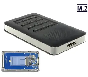 DeLock szaro-czarny / Pudełko zewnętrzne na dysk SSD M.2 / Klucz B 2242/2230 / USB 3.0 Micro-B / Szyfrowanie AES-256