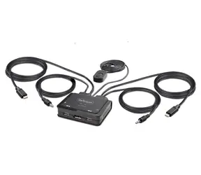 Przełącznik KVM StarTech USB-C czarny / przełącznik KVM / 2 porty / maks. 5120 x 1440 px / kable w zestawie