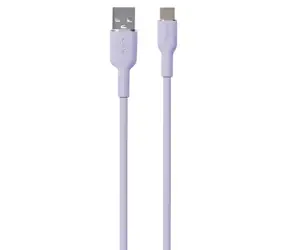 Miękki silikonowy Cable Puro lawendowy / Kabel do transmisji danych / USB-A / USB-C / 1,5 m