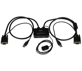 Przełącznik KVM StarTech 2- Port z kablami / Przełącznik KVM / VGA / USB / 2048 x 1536 px / Przycisk pilota