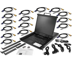 Konsola KVM StarTech 16 portów, 19" LCD, przełącznik KVM, VGA, USB-PS/2, 1U, szafa rack 19"