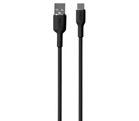 Cable Puro Soft Silicone czarny / Kabel do transmisji danych / USB-A / USB-C / 1,5 m