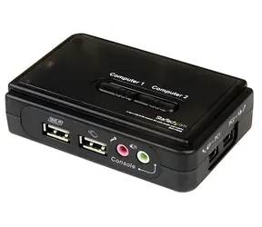 Przełącznik KVM USB StarTech 2-portowy z dźwiękiem / przełącznik KVM / 2x PC / USB / audio / kable w zestawie