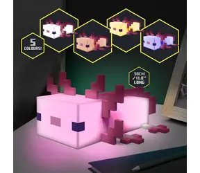 Lampa stołowa Paladone Axolotl Minecraft / 4 kolory / 3x AAA