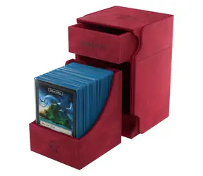 Pudełko na karty GAMEGENIC Watchtower 100+ XL, czerwone / Pojemność 100 kart w podwójnych paczkach / Przegródka na akcesoria