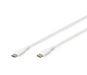Kabel Digitus USB-C biały / Kabel do transmisji danych / silikonowy / USB 2.0 / PD 60W / 0,5 m