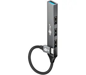 Goobay 74457 jasnoszary / hub USB / 4 porty / USB-C - USB-A / 5 Gb/s / Slim