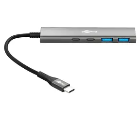 Goobay 76563 Slim szary / hub USB / 4-portowy / USB-C / USB-A / 5 Gbit/s