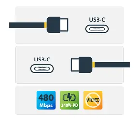 StarTech USB-C 1m / Kabel ładujący / 240W / 5A / Certyfikat USB-IF / USB 2.0