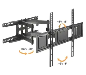 Brateck LPA63-466 matowy czarny / Regulowany uchwyt ścienny do telewizorów 37"-80" / nośność 40 kg / VESA 600x400