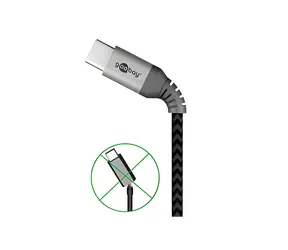 Goobay 49303 Space Grey/Silver / Kabel do transmisji danych / USB-C - USB-C / tekstylny / złącza metalowe / 2 m