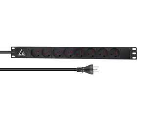 Panel zasilający Lanview 19" rack czarny / Panel zasilający / 1U / 8 gniazd / kabel 2m / 230V / 13A