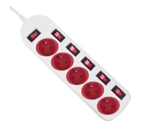 Maclean MCE204 biały / Przedłużacz / 5x gniazdo typu F / włącznik / 250V/10A / 1,5 m
