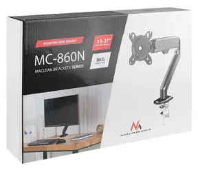 Maclean MC-860N czarny / Uchwyt do monitora biurkowego / 13-27" / VESA 75x75-100x100 / nośność 8 kg / sprężyna gazowa
