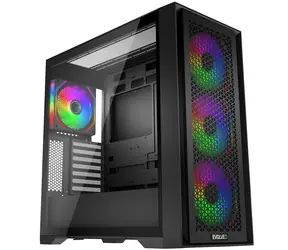Evolveo Rhino black / obudowa PC / Big Tower / ATX/E-ATX/mATX/ITX / ARGB / bez zasilacza / przezroczysty panel boczny
