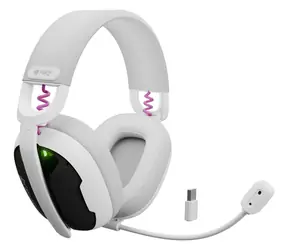 Fury Fukiya F6 białe / Słuchawki gamingowe z mikrofonem / Bluetooth 5.4 / Podświetlenie RGB / USB-C