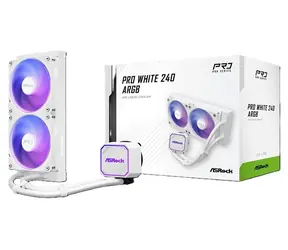 ASRock Pro 240 ARGB biały / chłodzenie wodne procesora AIO / 2x 120 mm / 3200 obr./min / 31 dB / 62,6 CFM