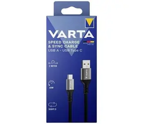 Kabel ładujący Varta USB-A - USB-C czarny, szary / Kabel / 60 W / 5 Gbit/s / 2 m
