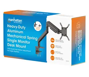 Uchwyt do monitora biurkowego Manhattan ze sprężyną / Uchwyt / VESA 200x200 / nośność 20 kg / regulowana wysokość / czarny