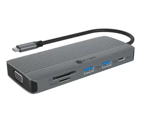 Icy Box IB-DK4040a-CPD srebrny / Stacja dokująca / USB-C / 10v1 / HDMI 4K / VGA / PD 100W / Gigabit LAN