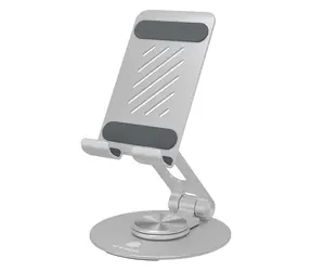 Icy Box IB-TH201 R srebrny / Stojak na tablet i smartfon / Obrotowy 360° / Składany / do 12,9" / Aluminium
