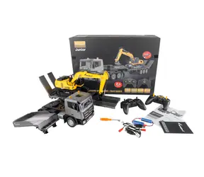 Ciągnik AMEWI RC z naczepą i koparką G836E, G041E / 1:24 / RTR / 2,4 GHz / światła i dźwięk / do 20 min