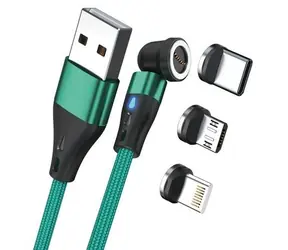 RealPower MagneticCharge3 zielony / Magnetyczny kabel ładujący / USB-A / 3 A / 1 m / adaptery