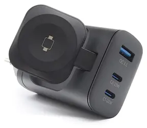 RealPower PC-43 Zegarek czarny / Ładowarka / 43 W / 2x USB-C PD / 1x USB-A QC 3.0 / bezprzewodowe ładowanie zegarka