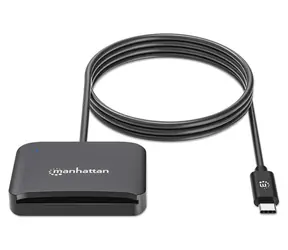 Czytnik kart SMART i microSD Manhattan zewnętrzny / Czytnik kart / USB 2.0 typu C / czarny / 1 m