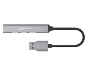 Hub USB Manhattan szary / Hub USB / 4X USB-A / USB 3.2 Gen 1 5 Gbit/s / Zasilanie magistrali