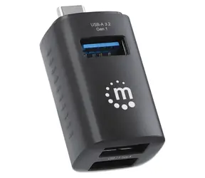 Hub USB-C Manhattan 3- Port czarny / hub USB / USB-C / 2x USB 3.2 Gen 1 typu A / 1x USB 2.0 / 5 Gb/s