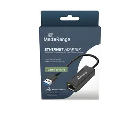 Adapter MediaRange USB-A do RJ45 czarny / Adapter / Gigabit Ethernet / 20 cm / Plug & Play
