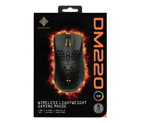 Deltaco DM220 czarna / Mysz gamingowa / RGB / bezprzewodowa (Bluetooth/2,4 GHz) / 4800 DPI / 7 przycisków