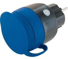 Adapter gniazdowy Schwaiger IP44 niebiesko-szary / Gniazdo inteligentne Wi-Fi / 16 A / 230 V / pomiar zużycia