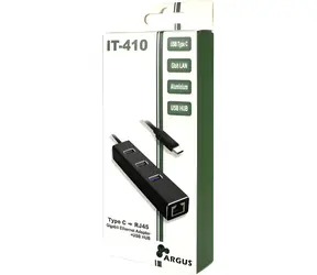 Inter-tech Argus IT-410 czarny / hub USB-C / Gigabit Ethernet / 3x USB 3.0