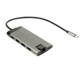 Inter-tech Argus GDC-802 szary / Stacja dokująca / USB-C / 1x HDMI / 3x USB 3.2 Gen 1 / LAN / czytnik kart