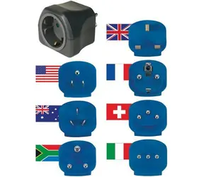 Zestaw adapterów podróżnych Brennenstuhl 7 wtyczek czarnych / Adapter podróżny / 10 A / 250 V / z uziemieniem